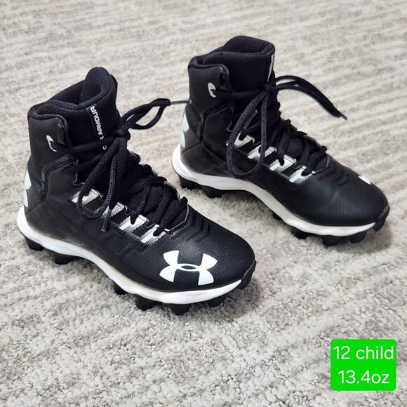 Under Armour Boys Renegade RM Junior Football Cleats black white size 12 child - Picture 1 of 9